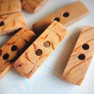Gant Tan Wood Carved Two-Hole Button Accent